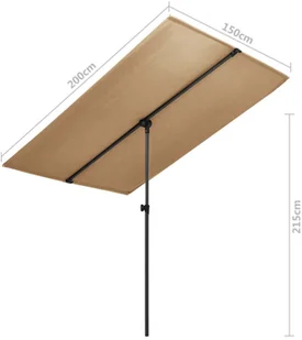vidaXL Parasol ogrodowy na słupku aluminiowym 2x1,5 m taupe 47339 - Parasole ogrodowe - miniaturka - grafika 8