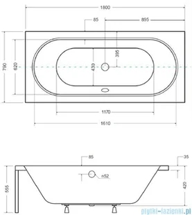 PMD Piramida Vitae 180x80 WAV-180-PK - Wanny - miniaturka - grafika 2