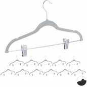 Wieszaki do szafy - Relaxdays aksamitny wieszak z klipsami, zestaw 12 sztuk, haczyk obracany o 360°, wieszak na spodnie, antypoślizgowy wieszak na koszule, 43 cm, różne kolory - miniaturka - grafika 1