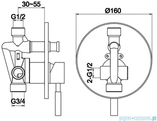 Kohlman Roxin Black podtynkowa bateria wannowo-prysznicowa czarny półmat QW210RB | - Baterie podtynkowe - miniaturka - grafika 2