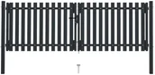 Akcesoria do ogrodzeń - VidaXL Dwuskrzydłowa brama ogrodzeniowa, stal, 306x150 cm, antracytowa 146351 VidaXL - miniaturka - grafika 1