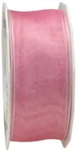 Pasmanteria - Pattberg Prezent 40 MM 25 m Four Seasons  taśma organza z drutu, różowa 6074025-604 - miniaturka - grafika 1