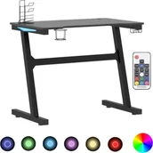 Biurka gamingowe - vidaXL Biurko  gamingowe z LED nogi w kształcie Z czarne 90x60x75 cm 325418 - miniaturka - grafika 1