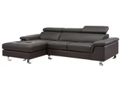 Narożniki - Vente-Unique Sofa narożna ze skóry MISHIMA - Czekoladowy - Narożnik lewostronny - miniaturka - grafika 1