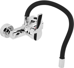 FALA BATERIA ZLEWOZMYWAKOWA ŚCIENNA Z ELASTYCZNĄ WYLEWKĄ FLEXIBLE BLACK 75670 - Baterie kuchenne - miniaturka - grafika 2