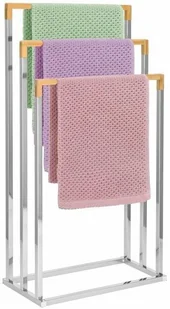 Stojak łazienkowy na ręczniki 3-ramienny srebrny, bambus HG0025 - Wieszaki łazienkowe - miniaturka - grafika 2