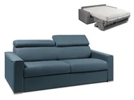 Sofy i kanapy - Vente-Unique 4-osobowa kanapa z ekspresowym mechanizmem rozkładania z tkaniny VIZIR - Kolor: niebieski - Miejsce do spania: 160 cm - Materac 18 cm - miniaturka - grafika 1