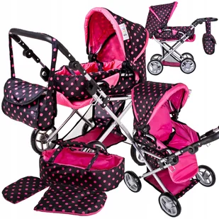 Duży wózek dla lalek 3w1 Głeboki Spacerowy Nosidło - Wózki dla lalek - miniaturka - grafika 11