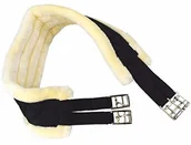 Akcesoria jeździeckie - USG nylonowy długi pas z wyściółką ze sztucznego futra, czarny/beżowy, 100 cm 14300018-515-100 - miniaturka - grafika 1