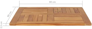 vidaXL Blat stołu, lite drewno tekowe, kwadratowy, 80x80x2,5 cm vidaXL - Blaty meblowe i parapety okienne - miniaturka - grafika 6