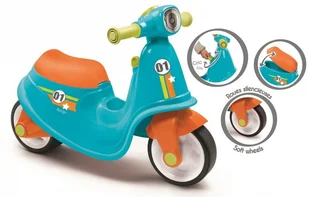 Smoby Niebieski jeździk skuter Ciche koła Blue Scooter 721001 - Jeździki dla dzieci - miniaturka - grafika 7