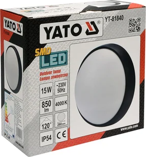 Yato LAMPA ŚCIENNA ZEWN. LED 15W IP54 CZARNA YT-81840 YATO YT-81840 - Lampy ogrodowe - miniaturka - grafika 3