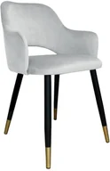 Krzesła - Atos Krzesło NAPO VELVET GOLD jasno szare nowoczesne MILANOGOLD-MG39 - miniaturka - grafika 1