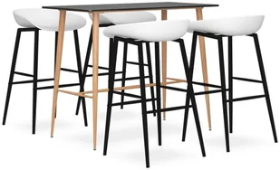 vidaXL 5-częściowy zestaw mebli barowych, czarno-biały - Stoły z krzesłami - miniaturka - grafika 9