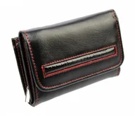 Portfele - PolskaGalanteria.pl Portfel Damski Skórzany PolskaGalanteria Z Wstawką 12 cm Suwak Skóra Naturalna CZARNY Z CZERWONYM WZÓR II KP D1208Z-WST - miniaturka - grafika 1