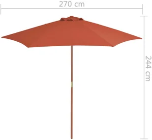 vidaXL Parasol ogrodowy na drewnianym słupku, 270 cm, terakota - Parasole ogrodowe - miniaturka - grafika 7