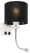 Lampy ścienne - QAZQA Kinkiet art deco biały klosz czarny - Brescia - miniaturka - grafika 1