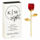 Gadżety dla niej i dla niego - Murrano Kryształowa Róża w Personalizowanym Pudełku Pamiątka Ślubu KRSZ-RZ-019 - miniaturka - grafika 1