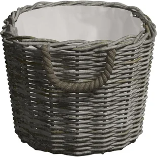 Saska Garden vidaXL na drewno, z uchwytami, 60x40x28 cm, szara wiklina vidaXL - Akcesoria kominkowe - miniaturka - grafika 4