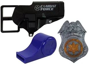Import LEANToys Zestaw Policyjny Rewolwer 20cm Odznaka Kabura Gwizdek Dźwięk Efekty Świetlne LT-7868-0 - Zabawki militarne - miniaturka - grafika 5