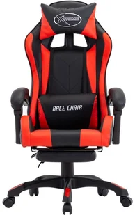 vidaXL Lumarko Fotel dla gracza, z podnóżkiem, czerwono-czarny, sztuczna skóra 287987 - Fotele gamingowe - miniaturka - grafika 2