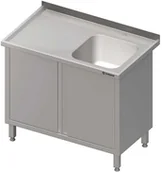 Stoły gastronomiczne - Stalgast Stół ze zlewem jednokomorowym (P) drzwi skrzydłowe 800x600x850 mm 98072 - miniaturka - grafika 1