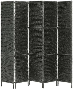 vidaXL 5-panelowy parawan pokojowy, czarny, 193x160 cm, hiacynt wodny vidaXL - Parawany - miniaturka - grafika 3