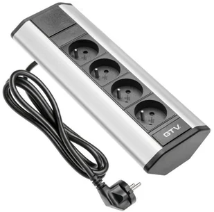 GTV Listwa zasilająca  Przedłużacz biurkowy kątowy 4x gniazdo z uziemieniem srebrny (AE-PBKT4U-80) - Listwy zasilające - miniaturka - grafika 2