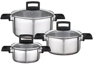 Zestawy garnków i patelni - GSW 924207 Easy Fit zestaw garnków 3-częściowy, stal nierdzewna, srebrny, 38 x 25,5 x 13,5 cm, 6 jednostek 924207 - miniaturka - grafika 1