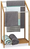 Szafki łazienkowe - Relaxdays wieszak na ręczniki z bambusa, 3 drążki na ręczniki, Wolnostojący, miejsce do przechowywania różnych rzeczy, nowoczesna, wys. x szer. x gł.: 85 x 51 x 31 cm, naturalny 10020291 - miniaturka - grafika 1