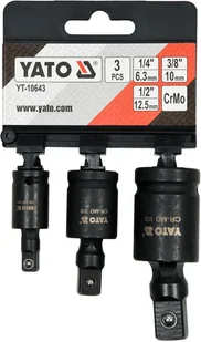 Yato ZESTAW PRZEGUBÓW UDAROWYCH 1/4" 3/8" 1/2" YT-10643 - Narzędzia warsztatowe - miniaturka - grafika 2