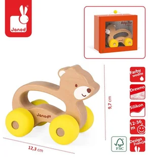 Janod Miś pojazd Baby Pop, - Grzechotki dla dzieci Janod Miś pojazd Baby Pop, - Grzechotki dla dzieci - miniaturka - grafika 4