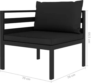 vidaXL 5-cz. zestaw wypoczynkowy z poduszkami, aluminium, antracyt - Meble ogrodowe - miniaturka - grafika 6