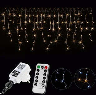 VOLTRONIC ZWISAJĄCE LAMPKI CHOINKOWE NA DOM 200 DIOD CIEPŁO BIAŁYCH + PILOT 30010159 - Oświetlenie świąteczne - miniaturka - grafika 11