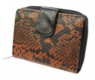 Portfele - PolskaGalanteria.pl Portfel Damski Skóra Ekologiczna POLSKAGALANTERIA Średni Z Suwakiem Piórnik CZARNY WĄŻ B1 - miniaturka - grafika 1