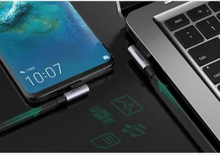 UGREEN kątowy kabel przewód USB - USB Typ C Quick Charge 3.0 QC3.0 3 A 2 m szary (US176 20857) - Kable USB - miniaturka - grafika 4