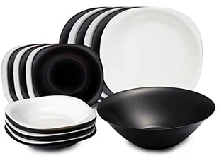Komplet obiadowy Carine Neo White &amp; Black 19-elementowy LUMINARC (salaterka czarna 27 cm) - Serwisy obiadowe - miniaturka - grafika 2