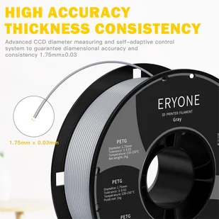 ERYONE ERYONE PETG Filament for 3D Printer 1.75mm Tolerance 0.03mm 1KG(2.2LBS)/Spool- Grey 795730EUDF - Filamenty i akcesoria do drukarek 3D - miniaturka - grafika 2