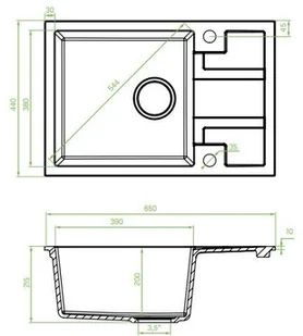 Laveo Zlewozmywak granitowy BARBADOS czarny SBB_713T SBB_713T - Zlewozmywaki - miniaturka - grafika 3