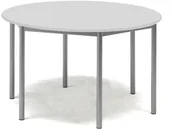 Meble do szkół i przedszkoli - AJ Produkty Stół BORS, okrągły, 1200x720 mm, laminat szary, szary aluminium - miniaturka - grafika 1