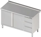 Stoły gastronomiczne - Stalgast Stół przyścienny z blokiem trzech szuflad P) drzwi skrzydłowe 1700x700x850 mm 980457170 - miniaturka - grafika 1