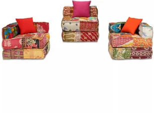 vidaXL Patchworkowa sofa modułowa, 3-osobowa - Sofy i kanapy vidaXL Patchworkowa sofa modułowa, 3-osobowa - Sofy i kanapy - miniaturka - grafika 7