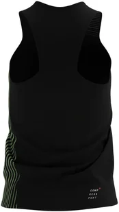 Compressport Koszulka biegowa damska PERFORMANCE SINGLET czarno-zielona - Bielizna sportowa damska - miniaturka - grafika 5