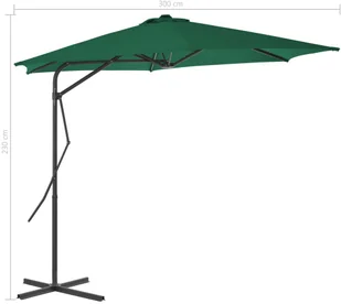 vidaXL Parasol ogrodowy na słupku stalowym, 300 cm, zielony - Parasole ogrodowe - miniaturka - grafika 8