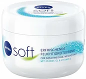 Kremy do twarzy - NIVEA Soft odświeżający krem nawilżający (375 ml), pielęgnujący delikatny krem z witaminą E i olejkiem jojoba, szybko wchłaniający się krem do skóry - miniaturka - grafika 1