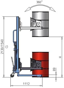 d 722 DENTA Dźwignik beczek wywrotnica 360° beczki 60-220 l podwozie szerokie wys podnoszenia 0-750mm 72278425 78425-uniw - Wózki magazynowe - miniaturka - grafika 2