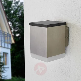 LAMPENWELT.COM Kinkiet solarny Tyson, stal szlachetna, LED - Lampy ogrodowe - miniaturka - grafika 2