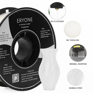 ERYONE ERYONE PLA Filament for 3D Printer 1.75mm Tolerance 0.03mm 1kg (2.2LBS)/Spool - Transparent 795746EUDF - Filamenty i akcesoria do drukarek 3D - miniaturka - grafika 4