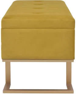 vidaXL Ławka ze schowkiem, 105 cm, musztardowa, aksamitna vidaXL - Ławki do przedpokoju - miniaturka - grafika 5
