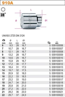 Beta NASADKA 3/8"" 22MM 910B/22 (910A/22) - Klucze i nasadki - miniaturka - grafika 2